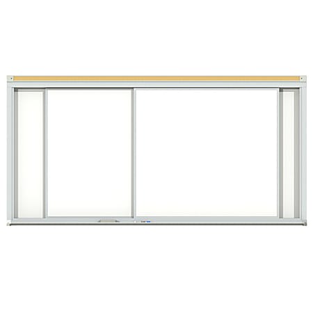 Ghent's Duo Track Sliding Magnetic Dry-Erase Whiteboard System, 48" x 72", Aluminum Frame With Silver Finish