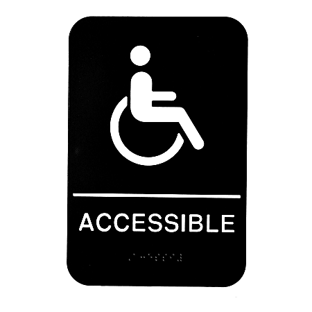 Alpine ADA Handicap Accessible Signs With Braille, 9" x 6", Black/White, Pack Of 10 Signs