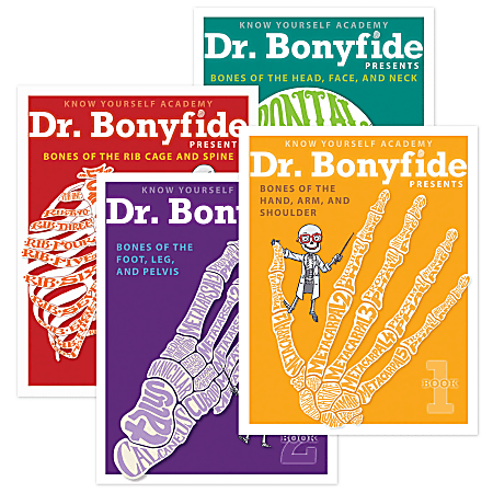 Know Yourself Book Set, Dr. Bonyfide Presents 206 Bones of the Human Body, Set Of 4 Books