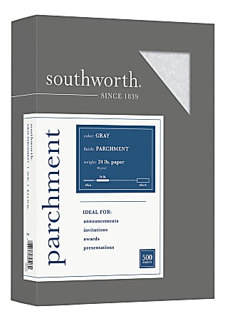 Southworth® Parchment Specialty Paper, 24 Lb., 8 1/2" x 11", Gray, Pack Of 500
