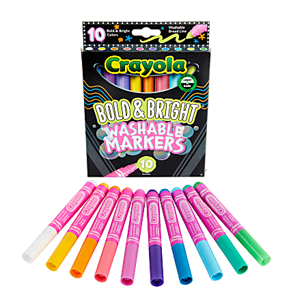 Crayola Washable Markers Pack Of 10 Markers Broad Line Bold Bright