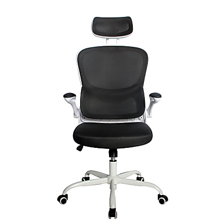 Elama Mesh/Fabric High-Back Adjustable Office Task Chair, Black/White