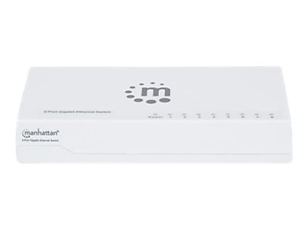 Manhattan 8-Port Gigabit Ethernet Switch, Desktop Size, Plastic, IEEE 802.3az (Energy Efficient Ethernet), Three Year Warranty, Box - Switch - 8 x 10/100/1000 - desktop
