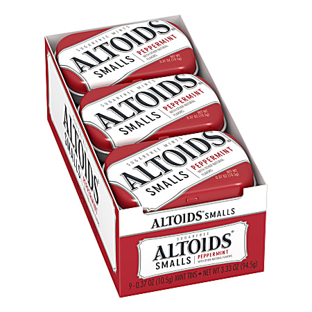 Altoids® Curiously Strong Mints, Sugar-Free Peppermint, 0.33 Oz, Pack Of 9 Tins