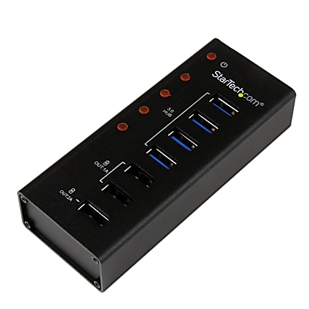 StarTech.com 4 Port USB 3.0 Hub plus 3 Dedicated USB Charging Ports (2 x 1A & 1 x 2A) - Wall Mountable Metal Enclosure