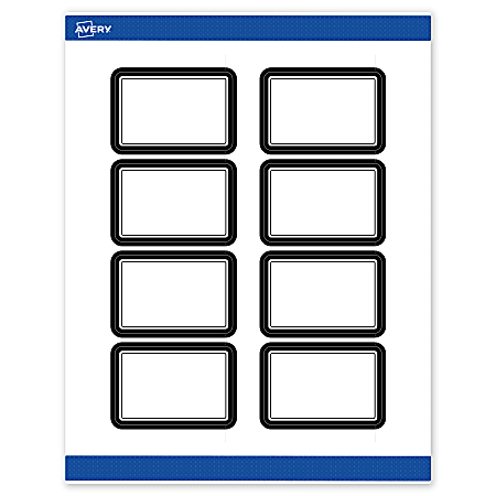 Avery® Print-To-The-Edge Labels & Sure Feed®, S00-DKZ-PRWMP10, 2" x 3", Matte White, Preprinted Double Black Border Design, Pack Of 80