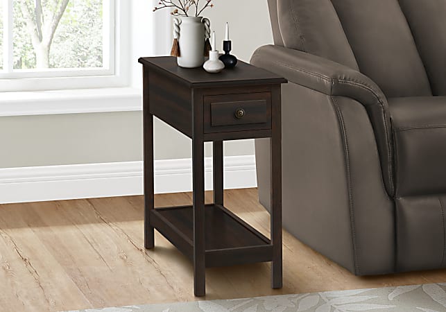 Monarch Specialties Mei Rectangular Accent Table, 25”H x 11-3/4”W x 23-1/2”D, Brown