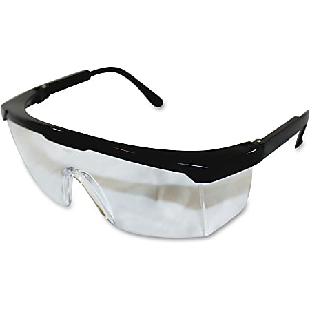 ProGuard Classic 801 Single Lens Safety Eyewear - Adjustable, Adjustable Nose-piece, Adjustable Temple, Scratch Resistant, High Visibility, Comfortable - Ultraviolet Protection - Polycarbonate Lens - Black, Clear - 12 / Box