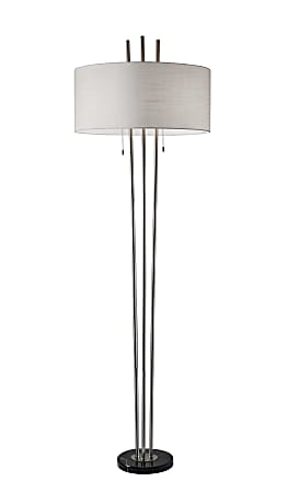 Adesso® Anderson Floor Lamp, 71"H, White Linen Shade/Black Base