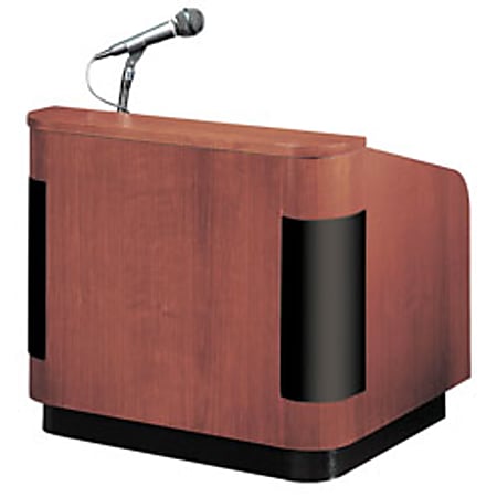 Oklahoma Sound Wood Veneer Table-Top Lecterns With Sound System, Mahogany/Walnut