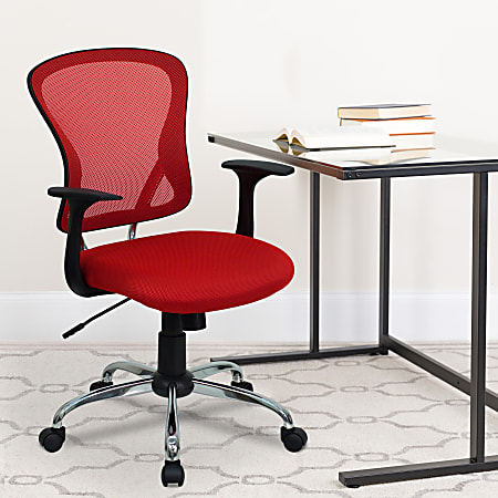 Flash Furniture Mesh Mid Back Task Chair RedBlackChrome ODP