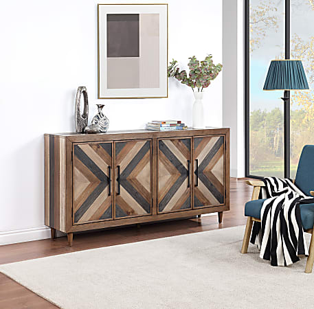 Coast to Coast Wellington 68"W Farmhouse Credenza With 4 Doors, Multicolor