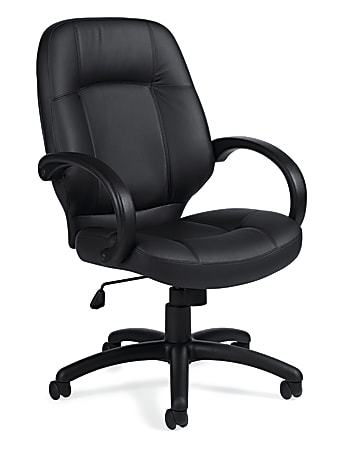 Offices To Go™ Luxehide Bonded Leather High-Back Chair, Black