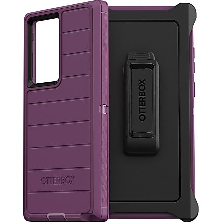 OtterBox Defender Series Pro Rugged Carrying Case (Holster) Samsung Galaxy S22 Ultra Smartphone - Happy Purple - 7786581