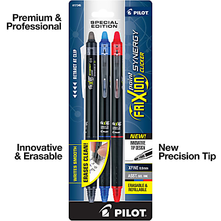 Pilot FriXion Clicker 0.7mm, Erasable Gel Pens, Fine Point, Black Ink, Pack of 6