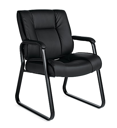 Offices To Go™ Luxehide Bonded Leather Guest Chair, Black