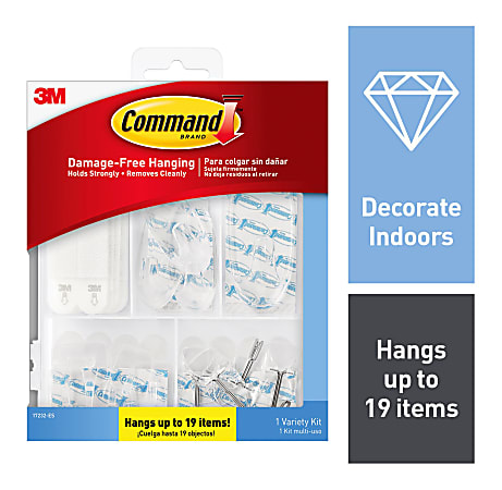 Command Variety Pack, Wire and Wall Hooks, Picture Hanging Strips, 1-Command Kit (53-Pieces), Damage-Free, Clear