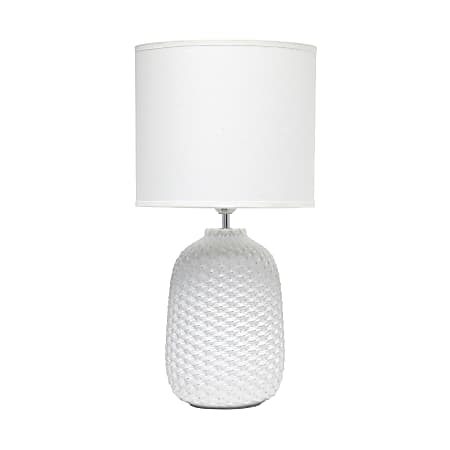 Simple Designs Purled Texture Table Lamp, 20-7/16"H, White/Off White