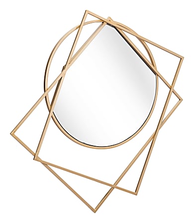 Zuo Modern Vertex Round Mirror, 31-15/16"H x 33-1/2"W x 1-13/16"D, Gold
