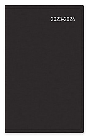 2023-2024 Office Depot® Brand Weekly Academic Planner, 4" x 6-3/8", 30% Recycled, Black, July 2023 to June 2024