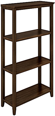 New Ridge Home Goods 60-1/2"H 4-Tier Wooden Bookcase, Walnut