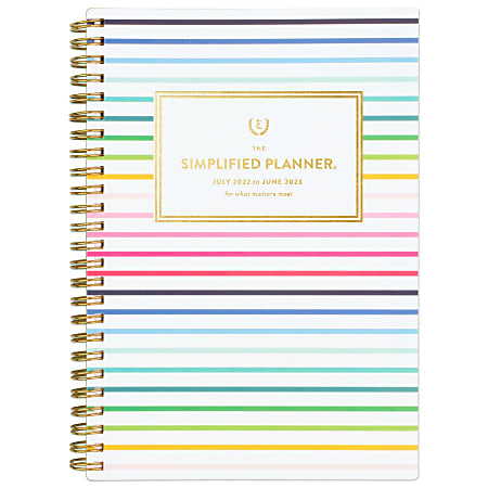 AT-A-GLANCE® Simplified By Emily Ley Academic Weekly/Monthly Planner, Junior Size, Happy Stripe, July 2022 To June 2023, EL80-200A