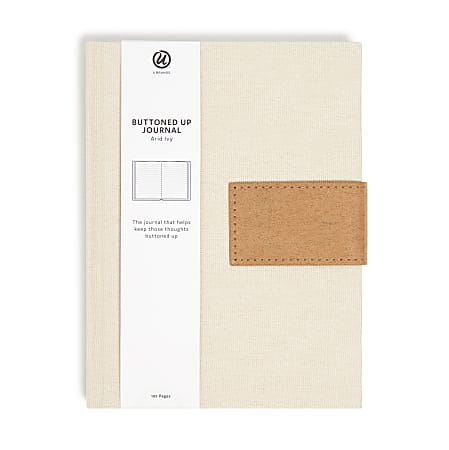 U Brands® Arid Ivy Fabric Wrapped Journal With Magnetic Closure, 6" x 8", Ruled, 96 Sheets, Cream