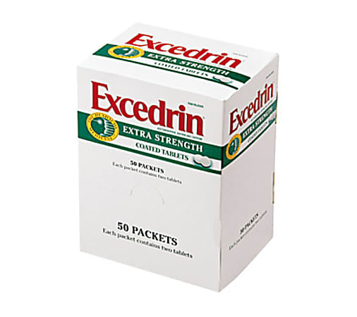 Excedrin Extra Strength Tablets, Single Packets, Pack Of 50