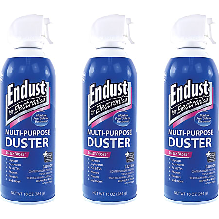 Endust 11384 Air Duster With Bitterant For Electronic Equipment, 10 Oz Can, Pack Of 3