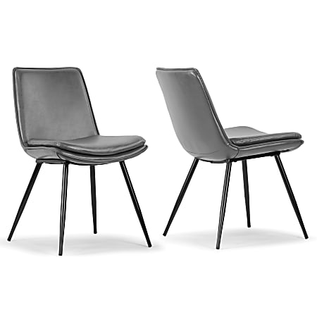 Glamour Home Avalon Faux Leather Dining Chairs With Metal Legs, Gray, Set Of 2 Chairs