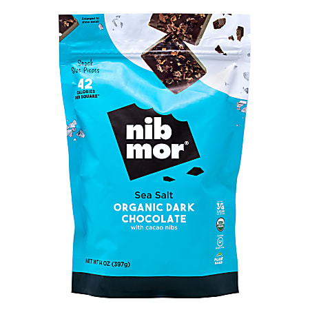Nib Mor Sea Salt Organic Dark Chocolate Squares, 14 Oz
