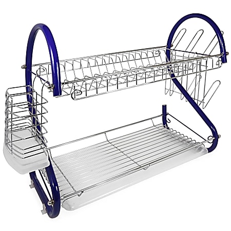 Better Chef DR-165R 2-Tier Chrome-Plated Dish Rack, 16", Blue