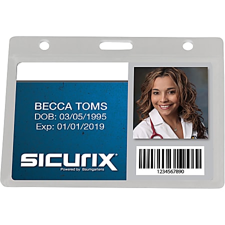 SICURIX Rigid PC ID Badge Dispensers with Thumb Slot - Horizontal - Support 3.50" x 2.50" Media - Horizontal - Polycarbonate - 25 / Pack - Clear