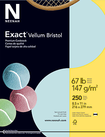 Exact® Vellum Bristol Card Stock, Blue, Letter (8.5" x 11"), 67 Lb, Pack Of 250