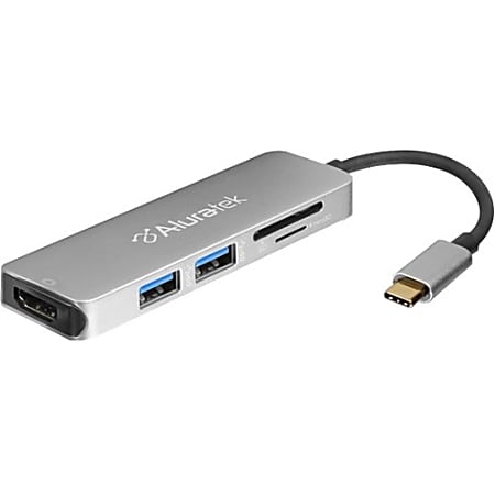 Aluratek USB Type-C Multimedia Hub and Card Reader with HDMI - for Notebook, Tablet PC, Desktop PC - USB Type C - 3 x USB Ports - HDMI - Wired