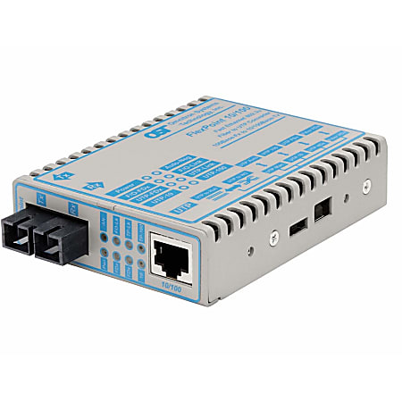Omnitron FlexPoint 10/100 Ethernet Fiber Media Converter RJ45 SC Multimode 5km - 1 x 10/100BASE-TX; 1 x 100BASE-FX; DC Powered; Lifetime Warranty