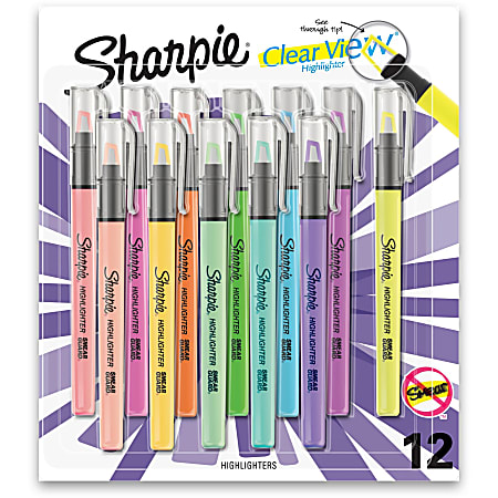Sharpie Clear View Highlighter - Assorted Ink - Assorted Barrel - 12 / Pack