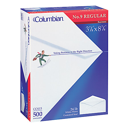 Columbian® #9 Business Envelopes, Gummed Seal, White, Box Of 500