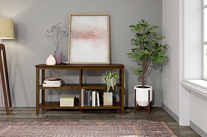 Walnut shop low bookcase