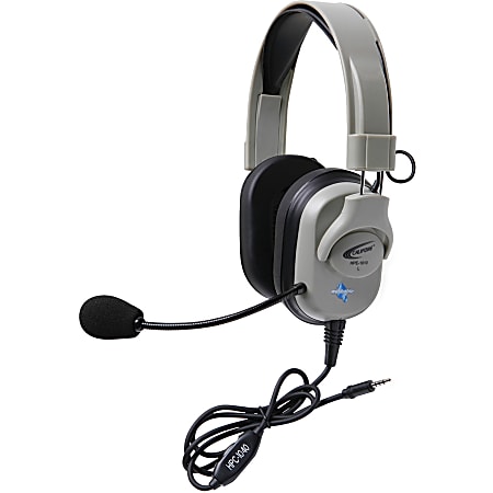 Califone Washable Titanium Series Headset With To Go Plug - Stereo - Mini-phone (3.5mm) - Wired - 50 Ohm - 20 Hz - 20 kHz - Over-the-head - Binaural - Circumaural - Electret, Uni-directional Microphone - Noise Canceling