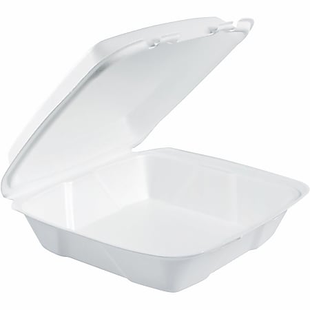 Dart Carryout Food Containers Foam Hinged 3 Compartments 9 12 x 9 14 x 3  White Pack Of 200 - Office Depot