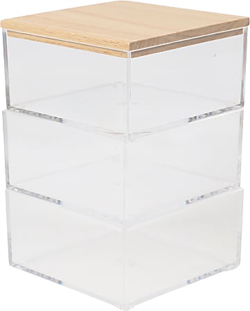 Martha Stewart Plastic Stackable Office Desktop Organizer with 2 Pullout Drawers Clear