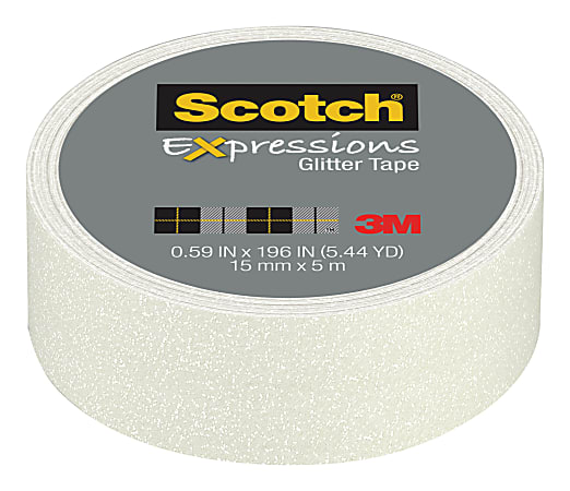 Scotch® Expressions Glitter Tape, 0.59&quot; x 196&quot;, White