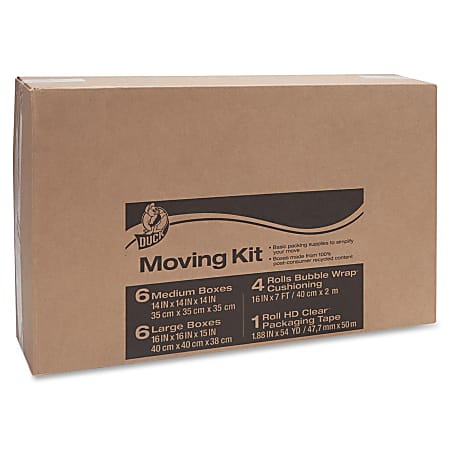 Duck Brand Moving Kit with Bubble Wrap - External Dimensions: 21" Width x 32.5" Depth x 7.4" Height - Heavy Duty - Kraft - Brown - 1 / Box