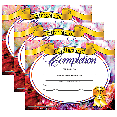 Hayes Publishing Certificate Of Completion, 8.5" x 11", 30 Per Pack, Set Of 3 Packs, HVA6243