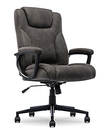 Serta&reg; Comfort Eco Ergonomic Velvet Mid-Back Executive Office Chair, Brown/Black