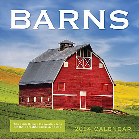 2024 TF Publishing Scenic Wall Calendar, 12" x 12", Barns, January To December
