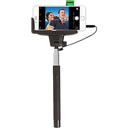 ReTrak™ Wired Selfie Stick, Black/Chrome