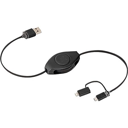 ReTrak Premier Lightning/USB Sync/Charge Data Transfer Cable - 3.20 ft Lightning/USB Data Transfer Cable - First End: 8-pin Lightning, Micro USB 2.0 - Second End: USB 2.0 - 480 Mbit/s - 1