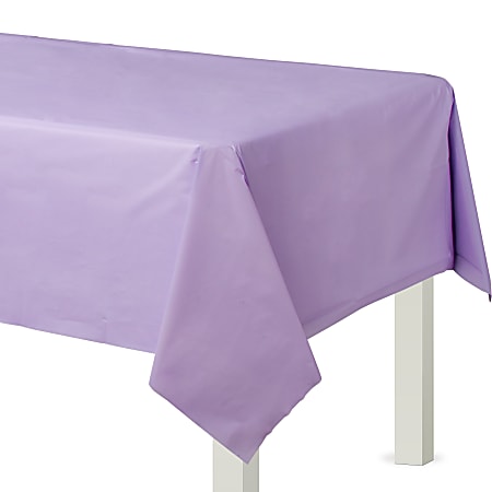 Amscan Flannel-Backed Vinyl Table Covers, 54” x 108”, Lavender, Set Of 2 Covers